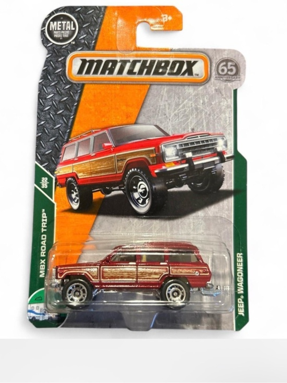 Matchbox Red Jeep Wagoneer with Wood-Grain Detailing